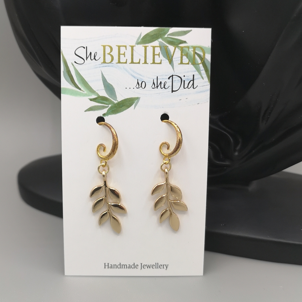 *FREE ADD-ON* Golf Leaf Earrings with Swirly Hooks